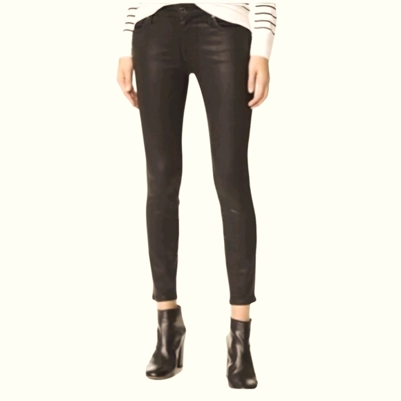Club Monaco Benita Wax Coated Straight Leg Cropped Pants in Peat Moss sz 6 NWT - Picture 1 of 8